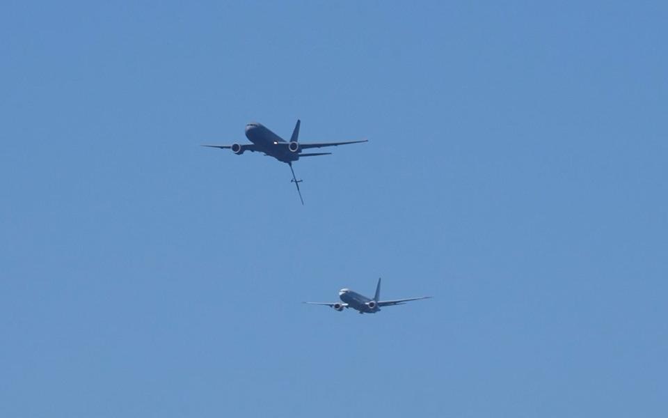 P-8 and KC-46 performing at Seafair